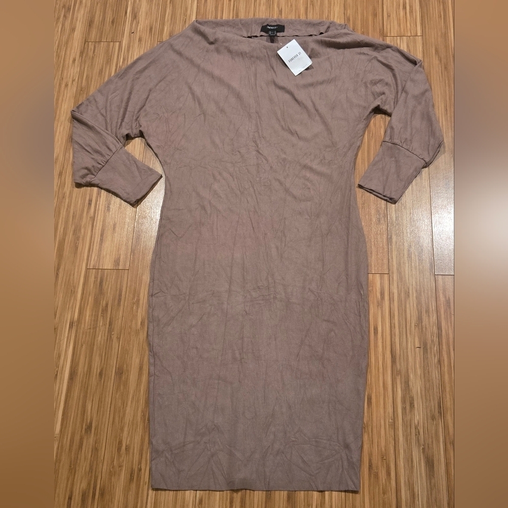 NWT Forever 21 Taupe Bodycon Midi Dress